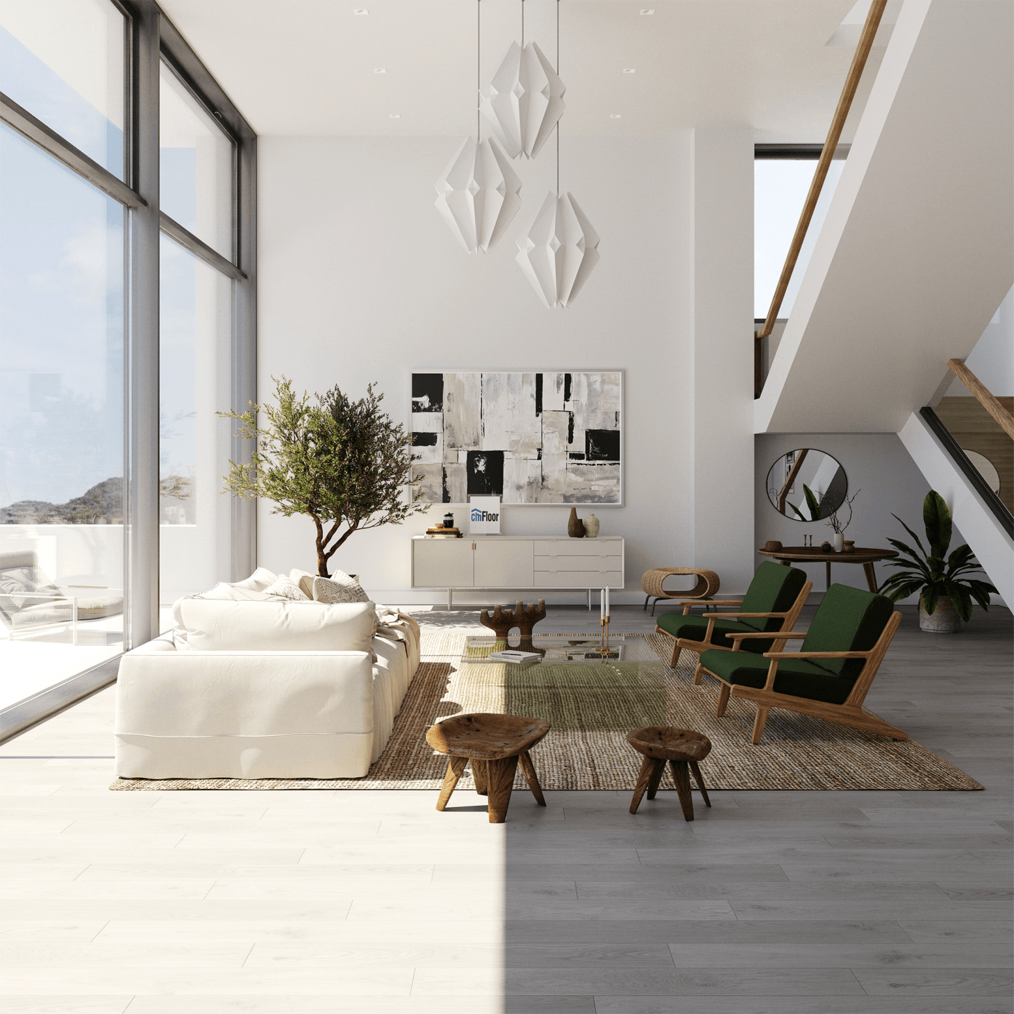 Виниловый пол (SPC) CM Floor ScandiWood 01 Дуб Серый 5мм, с подложкой от flatbox.by
